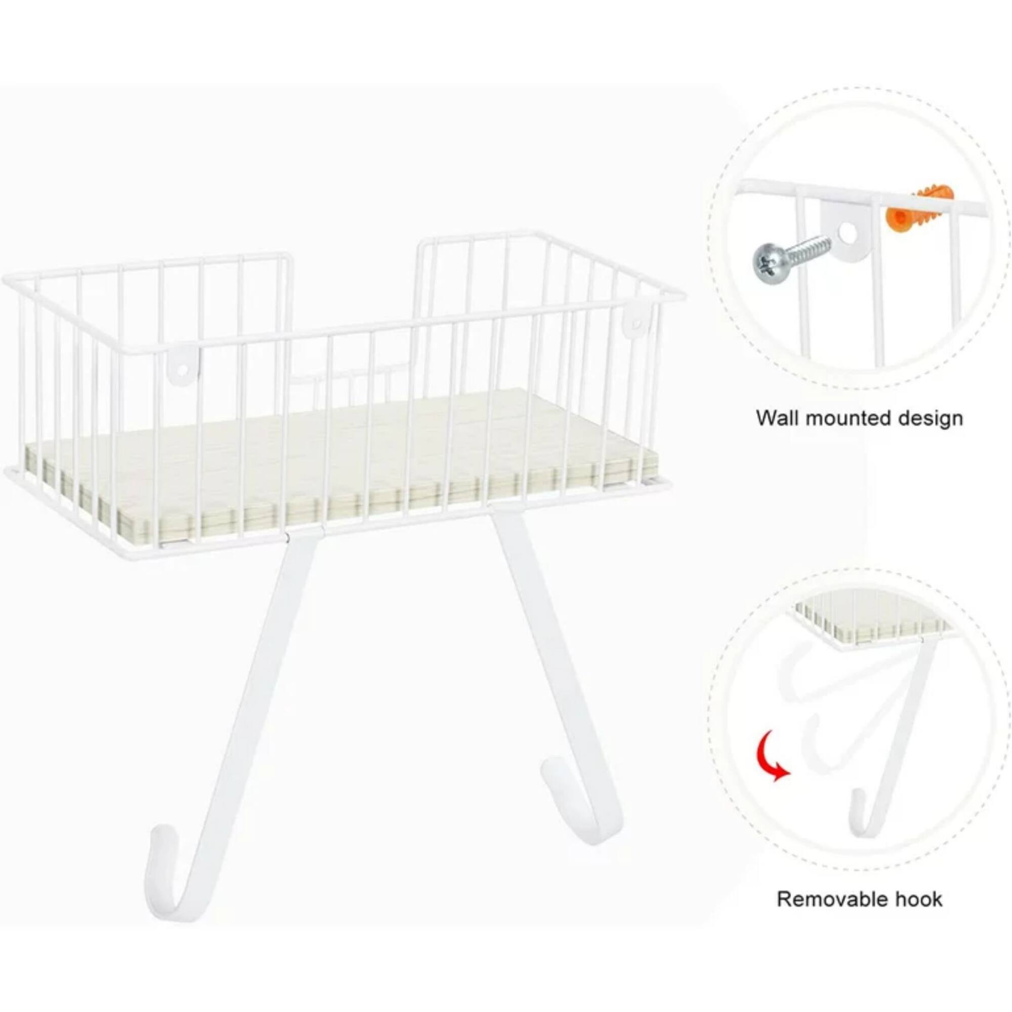NEX™ White Wall-Mounted Y-Leg Ironing Board Hanger with Storage Basket